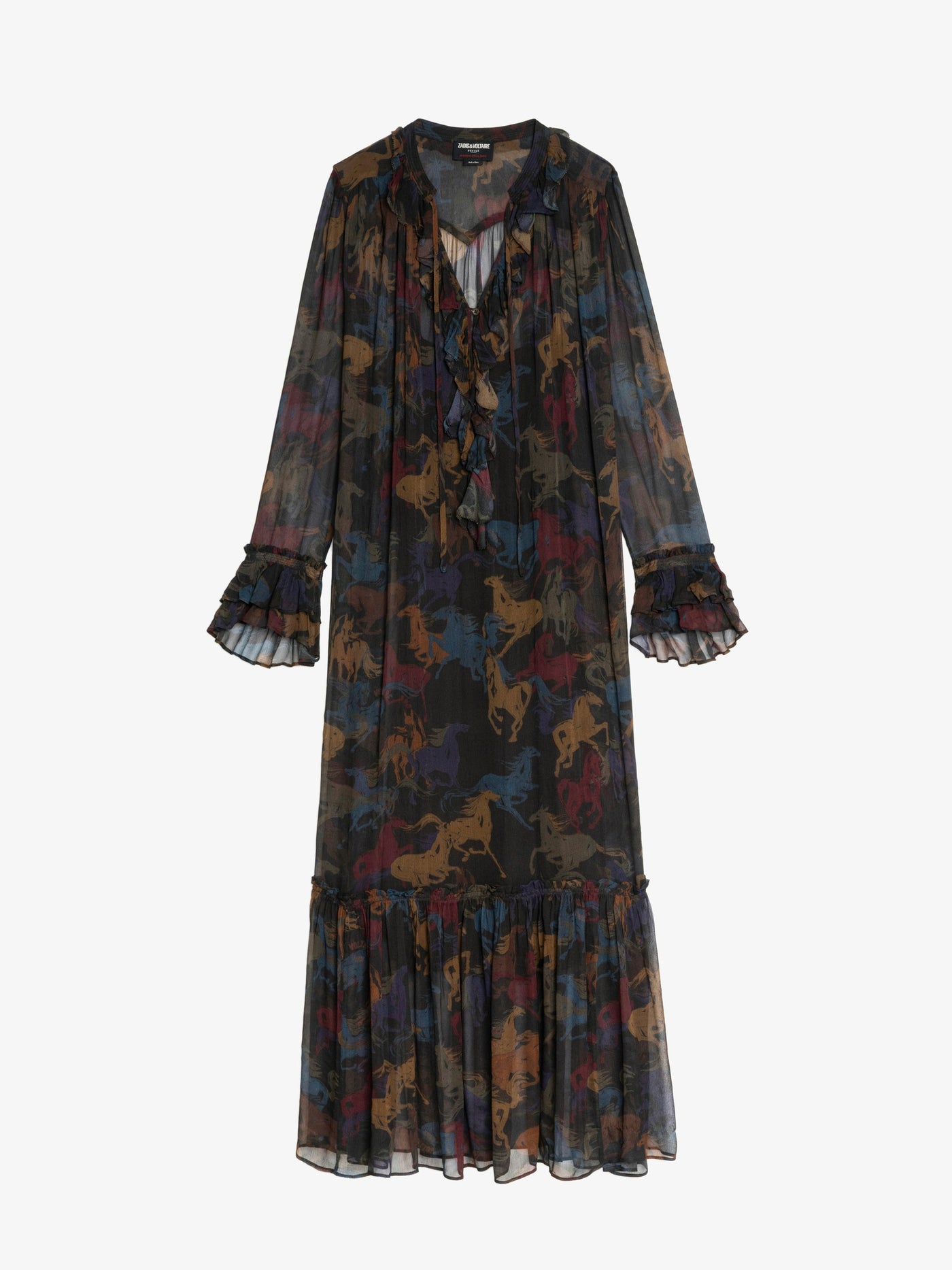 RALICEL HORSES DRESS IN DARK CHOCOLATE