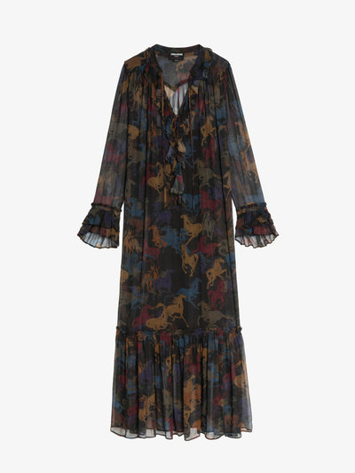 RALICEL HORSES DRESS IN DARK CHOCOLATE