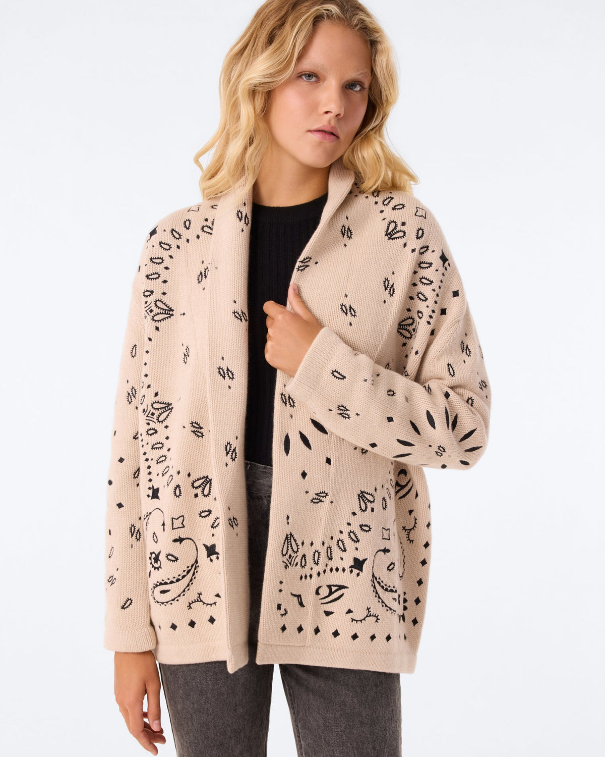 Kujten Vest Cody Bandana Cardigan at Romi Boutique