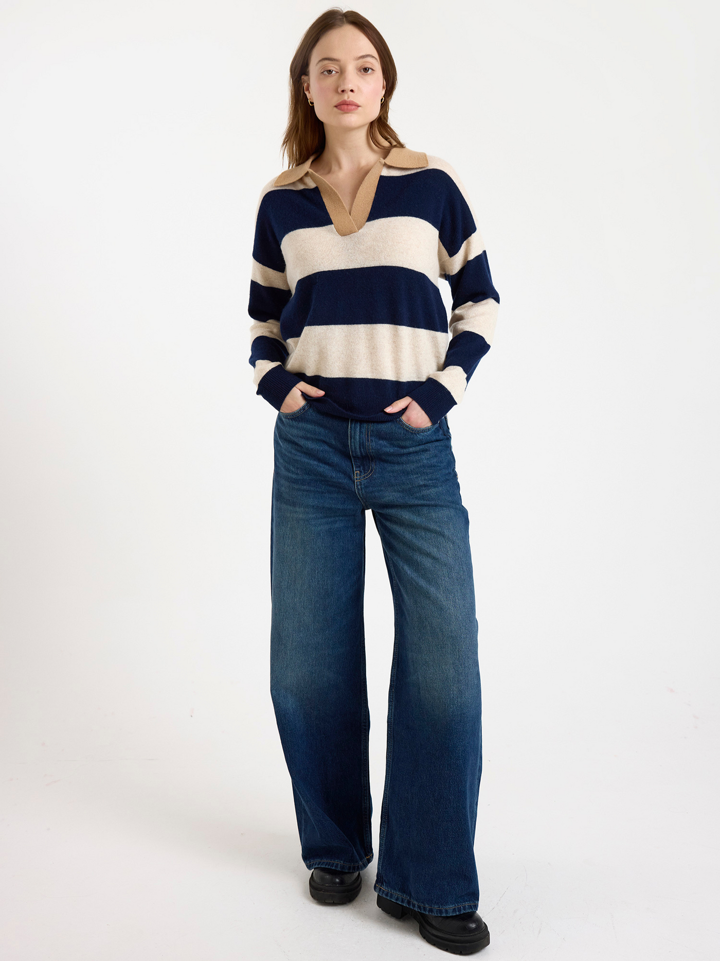 RUBY RUGBY CASHMERE POLO IN NAVY