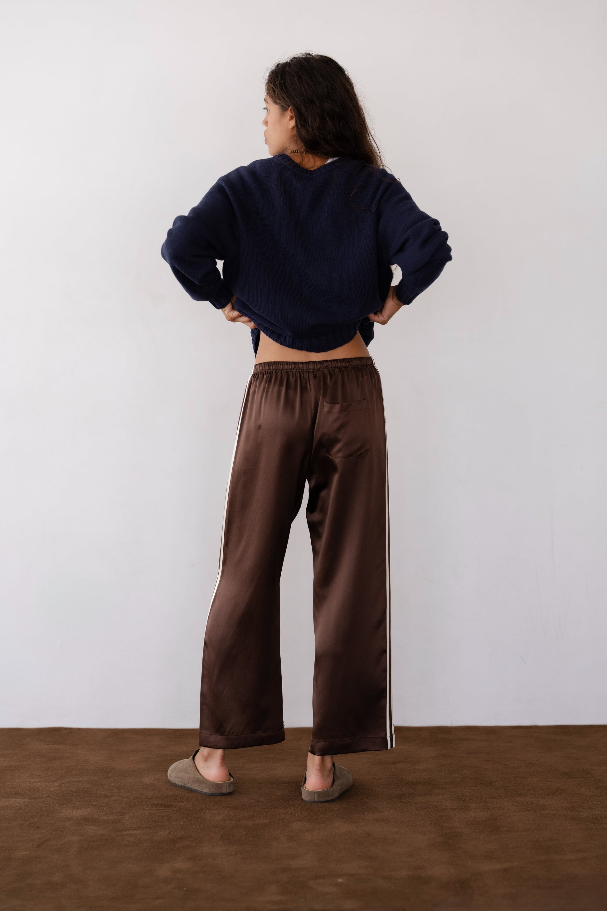 THE SILK STRIPE CROP PANT