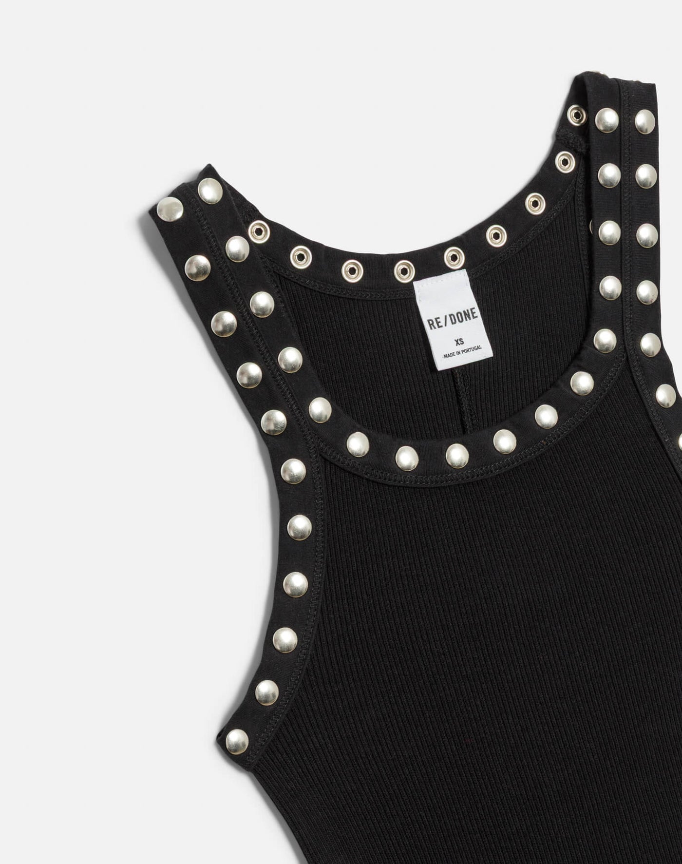 STUDDED RIB TANK IN BLACK - Romi Boutique