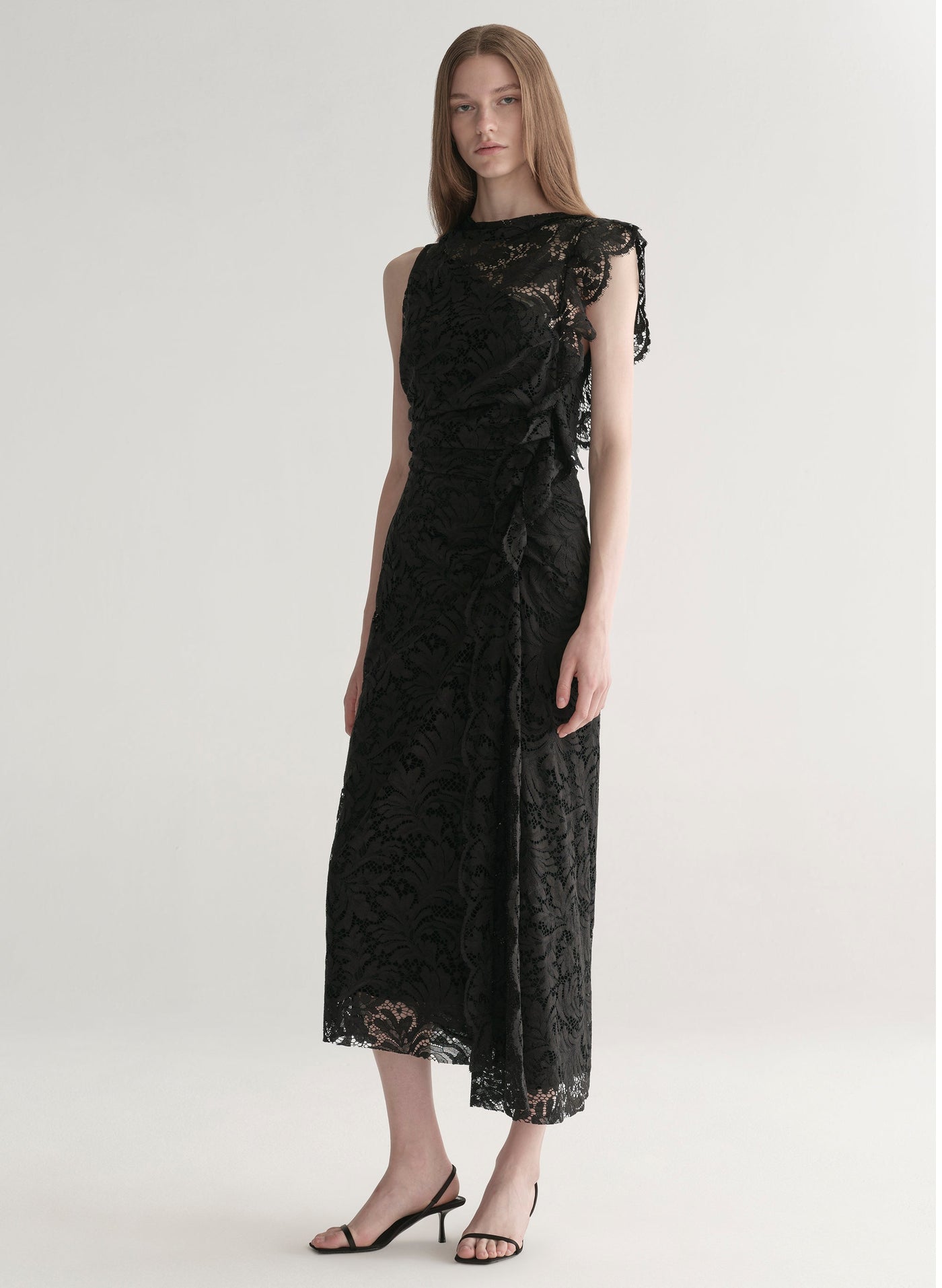 ASTRID LACE MIDI DRESS IN BLACK