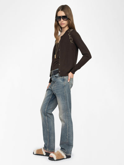 MISSYA CASHMERE CARDIGAN IN DARK CHOCOLATE