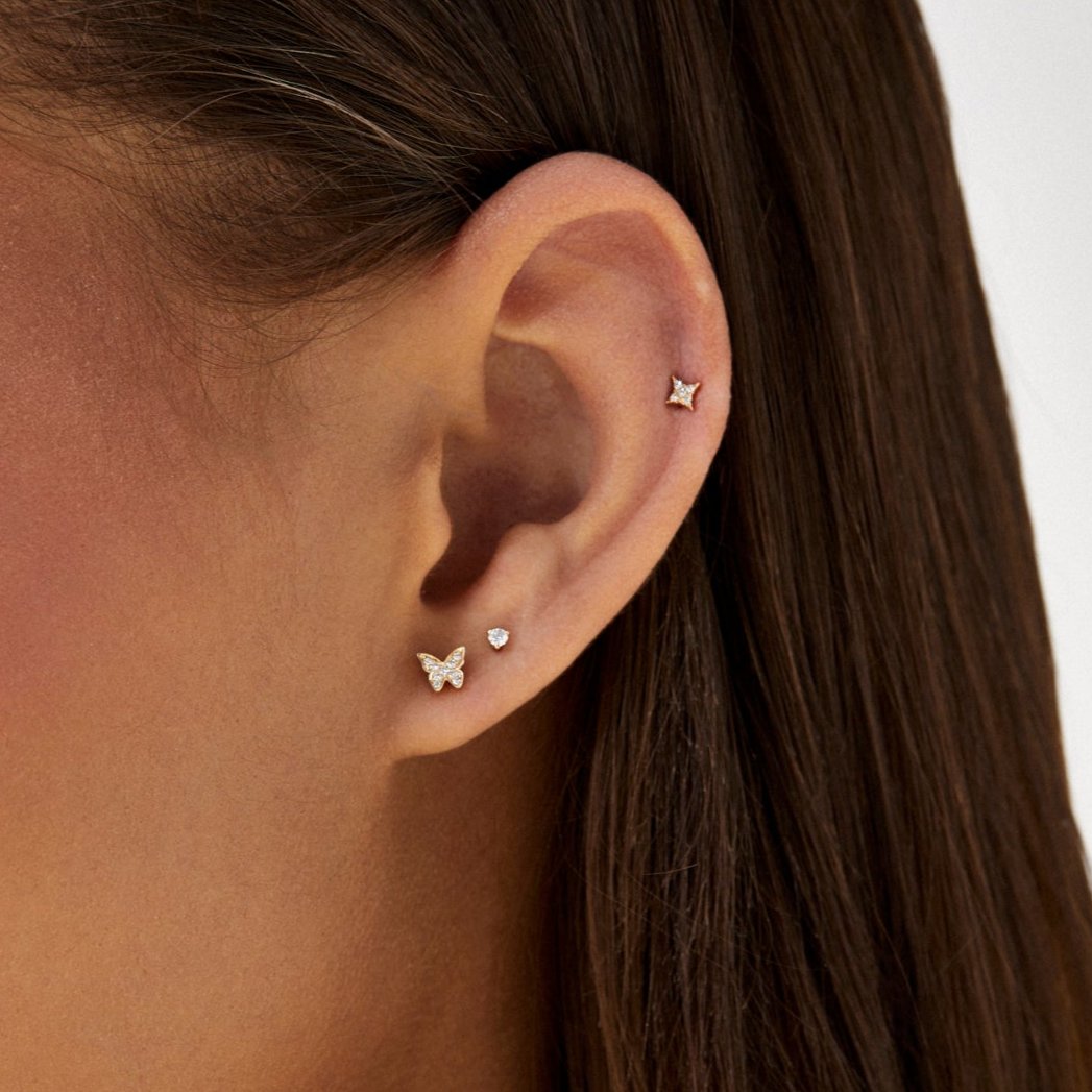 EF Collection Diamond Baby Butterfly Stud Earrings at Romi Boutique