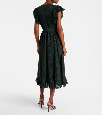 OLGA FLUTTER SLEEVE MIDI DRESS IN CYPRESS