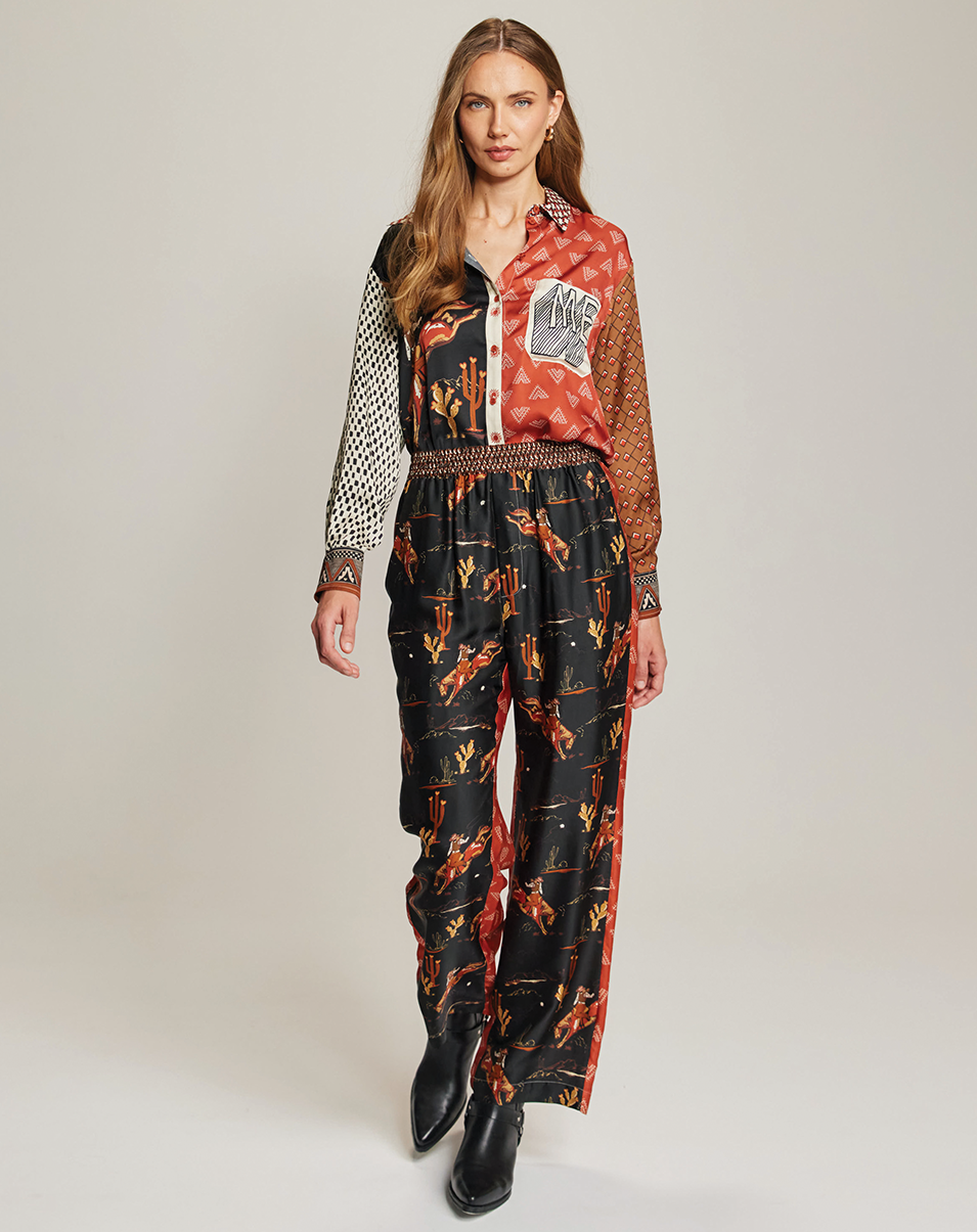 BAILEY STRAIGHT LEG PRINTED PANT IN RODEO - Romi Boutique