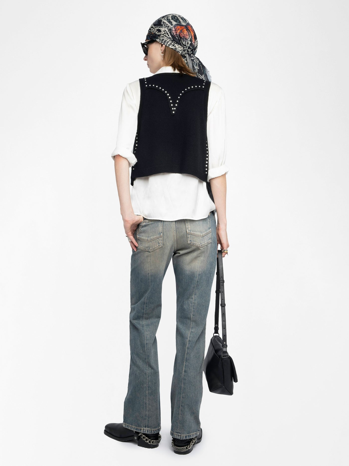 DUBLIN WESTERN SWEATER VEST STUDS IN BLACK