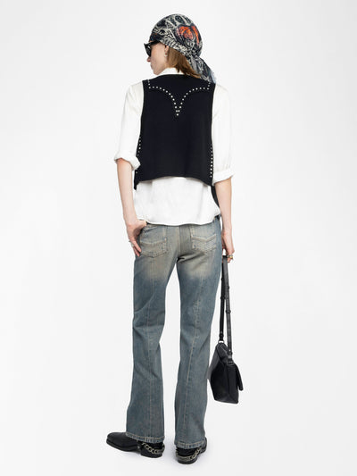 DUBLIN WESTERN SWEATER VEST STUDS IN BLACK