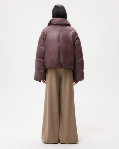 PUFFER RAGLAN JACKET IN RED RED WINE