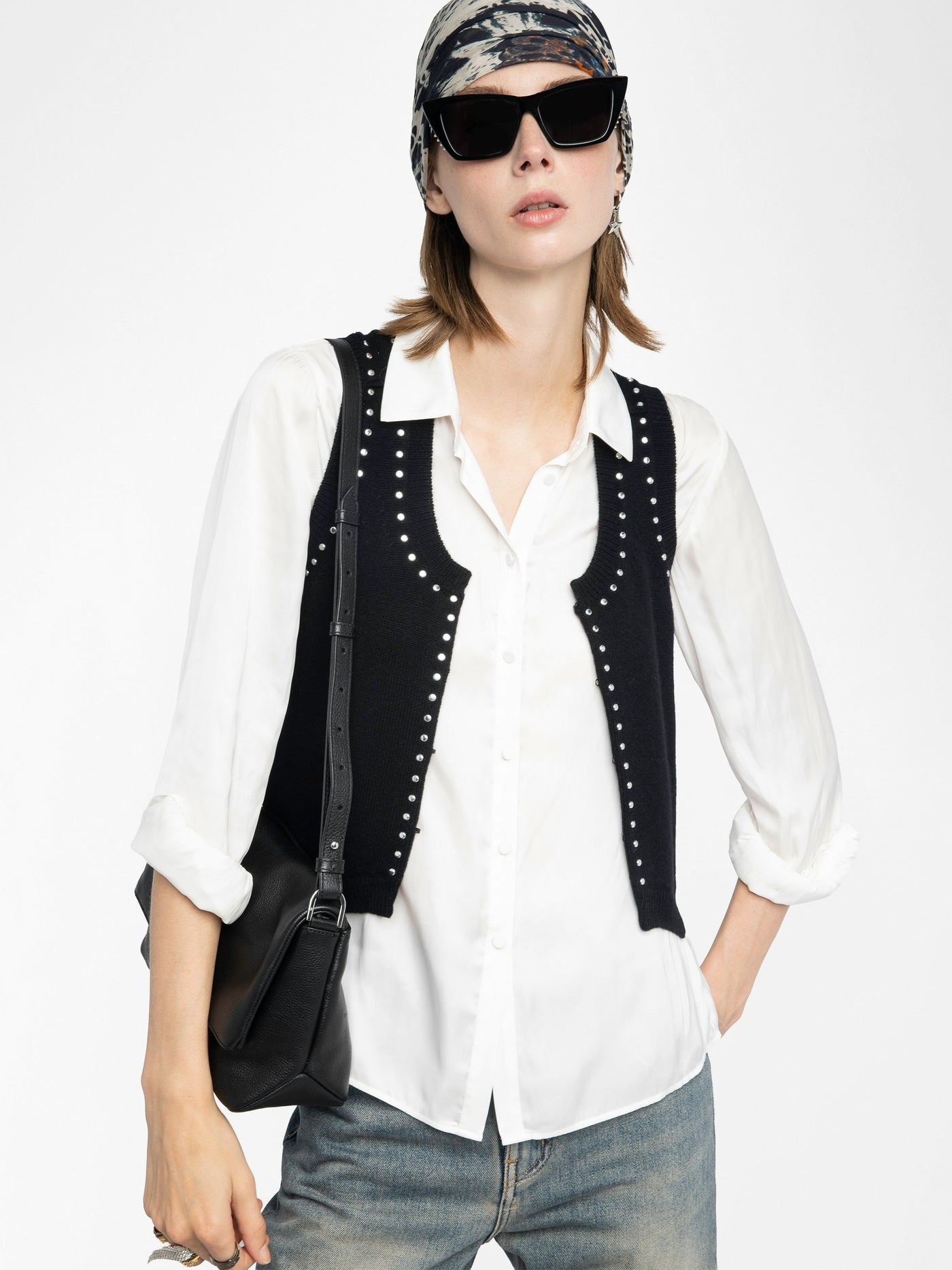 DUBLIN WESTERN SWEATER VEST STUDS IN BLACK