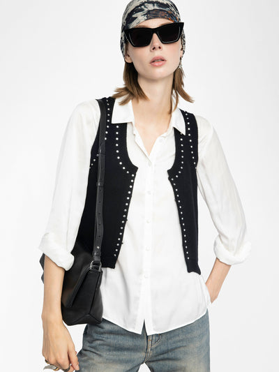 DUBLIN WESTERN SWEATER VEST STUDS IN BLACK