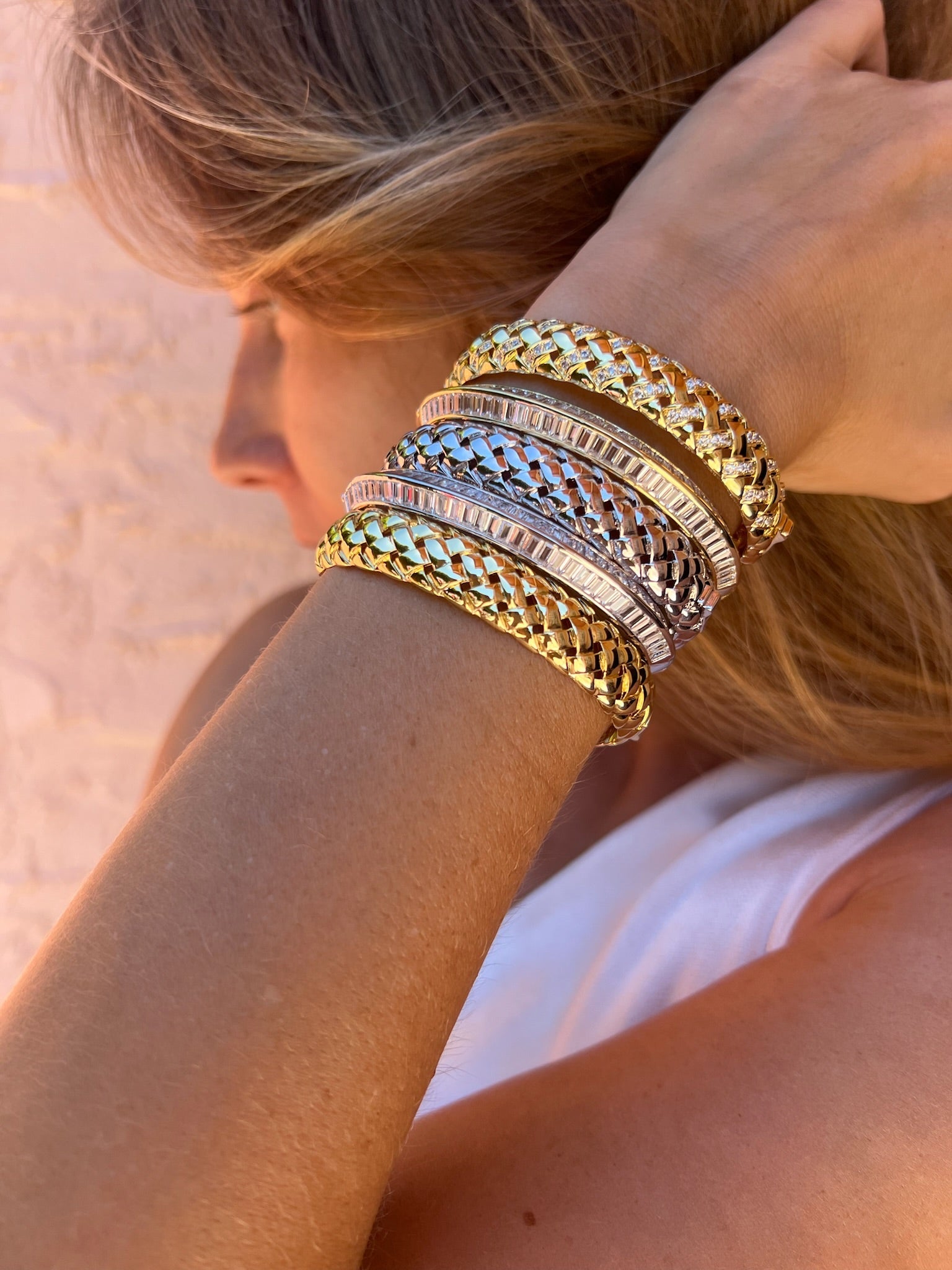 Native Gem RAZOR EDGE BANGLE IN GOLD at Romi Boutique