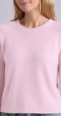 Minnie Rose Sheer Luxury Cashmere Raglan Crew with Rolled Trims at Romi Boutique