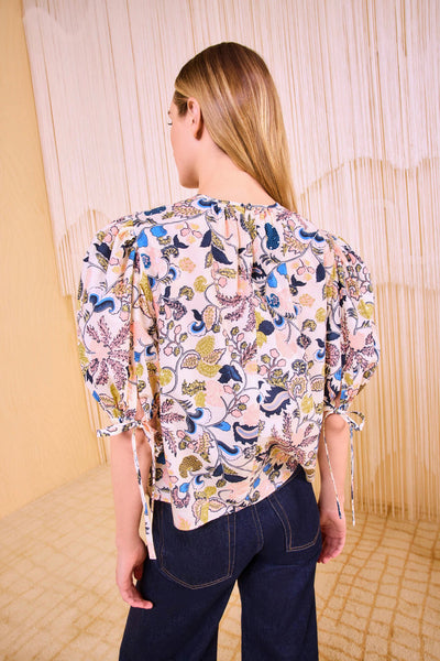 CORALIE SHORT SLEEVE BLOUSE IN MAGNOLIA - Romi Boutique