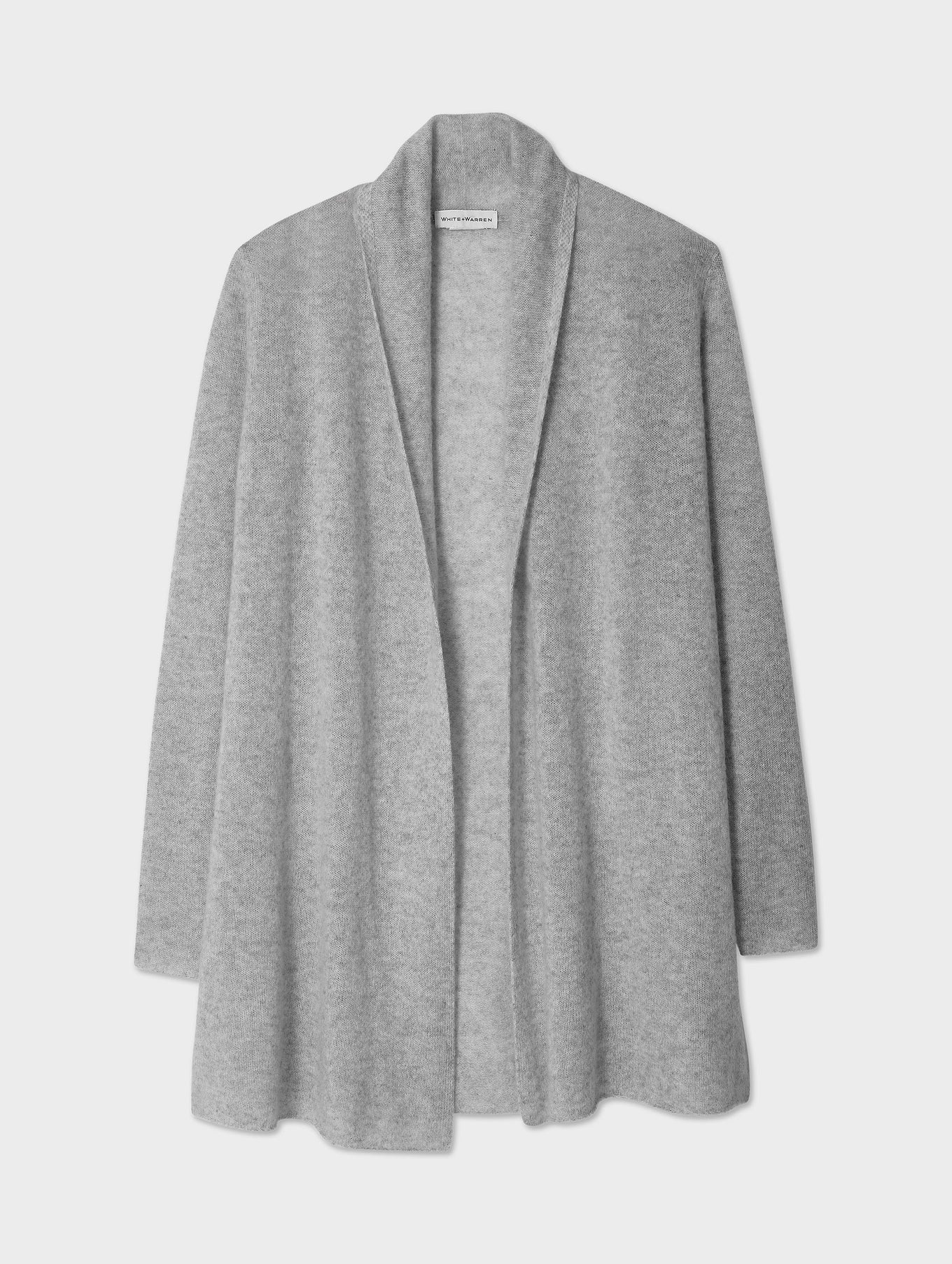 CASHMERE TRAPEZE CARDIGAN IN GREY HEATHER