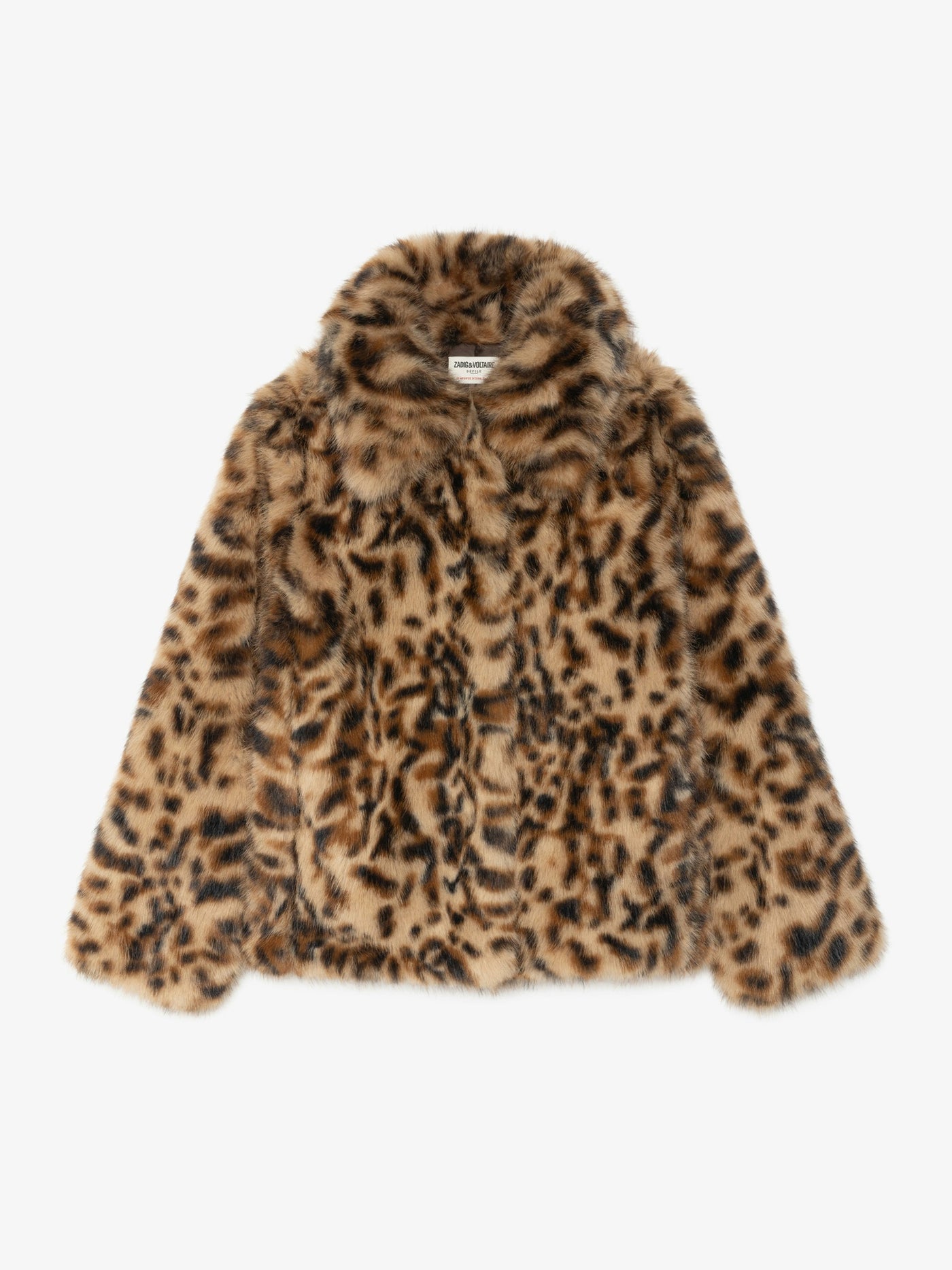 FINITO LEOPARD PRINT FAUX FUR COAT IN WOOD
