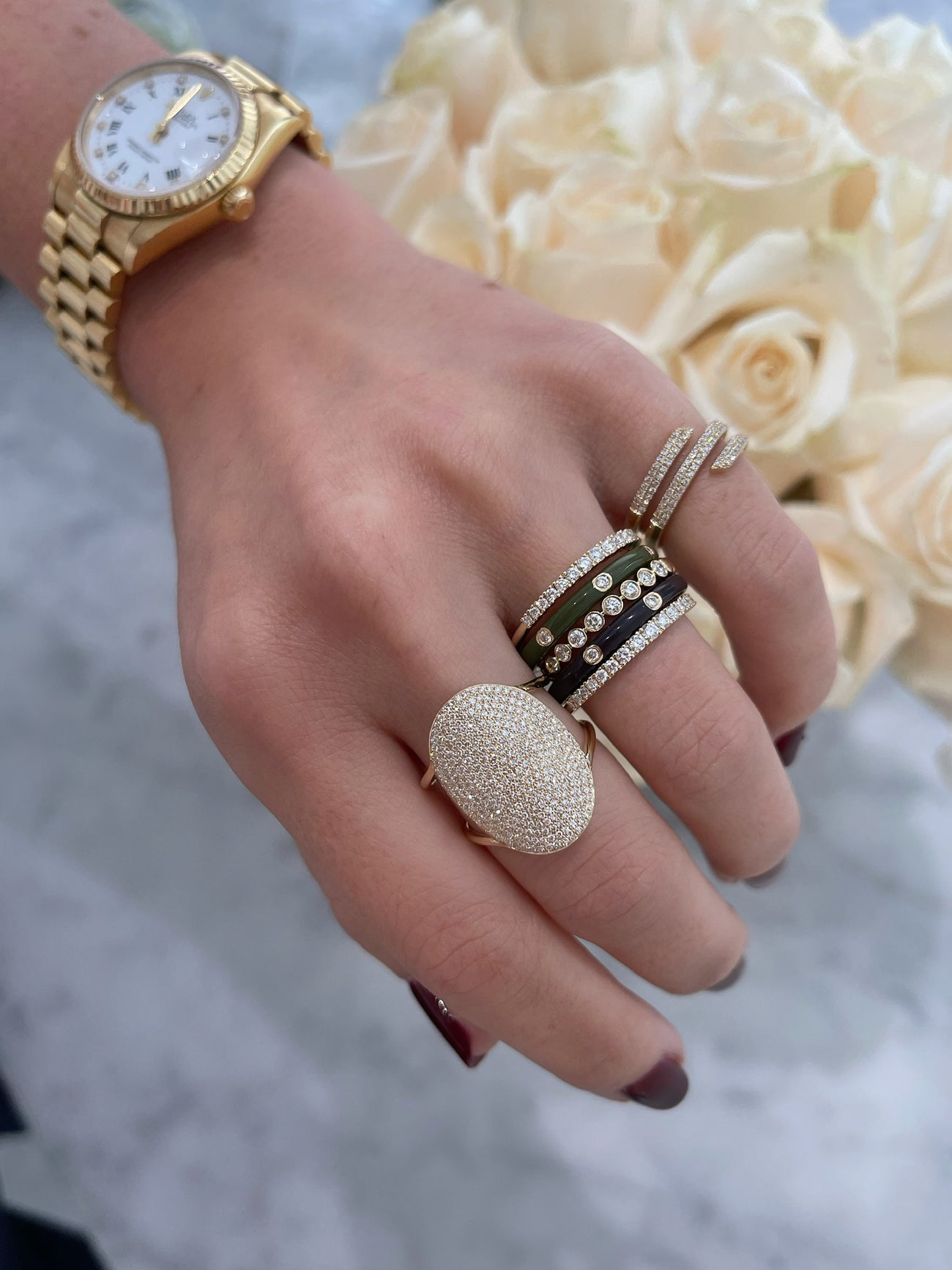 DIAMOND JUMBO OVAL RING IN 14K YELLOW GOLD