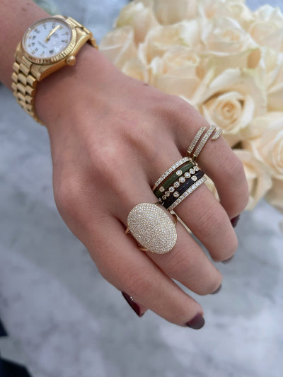 DIAMOND JUMBO OVAL RING IN 14K YELLOW GOLD