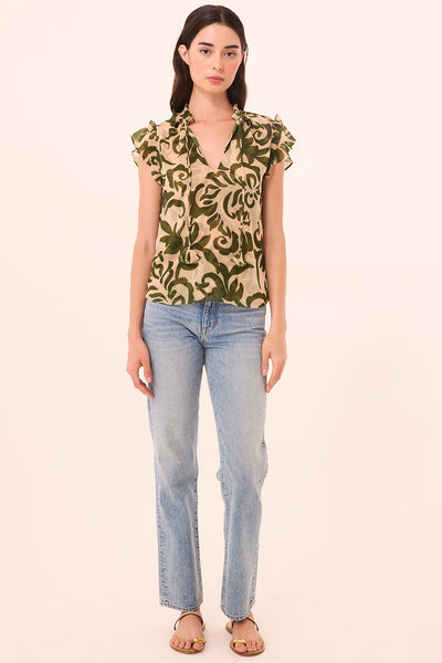 BASIA TOP IN TONAL CACTUS CHIFFON
