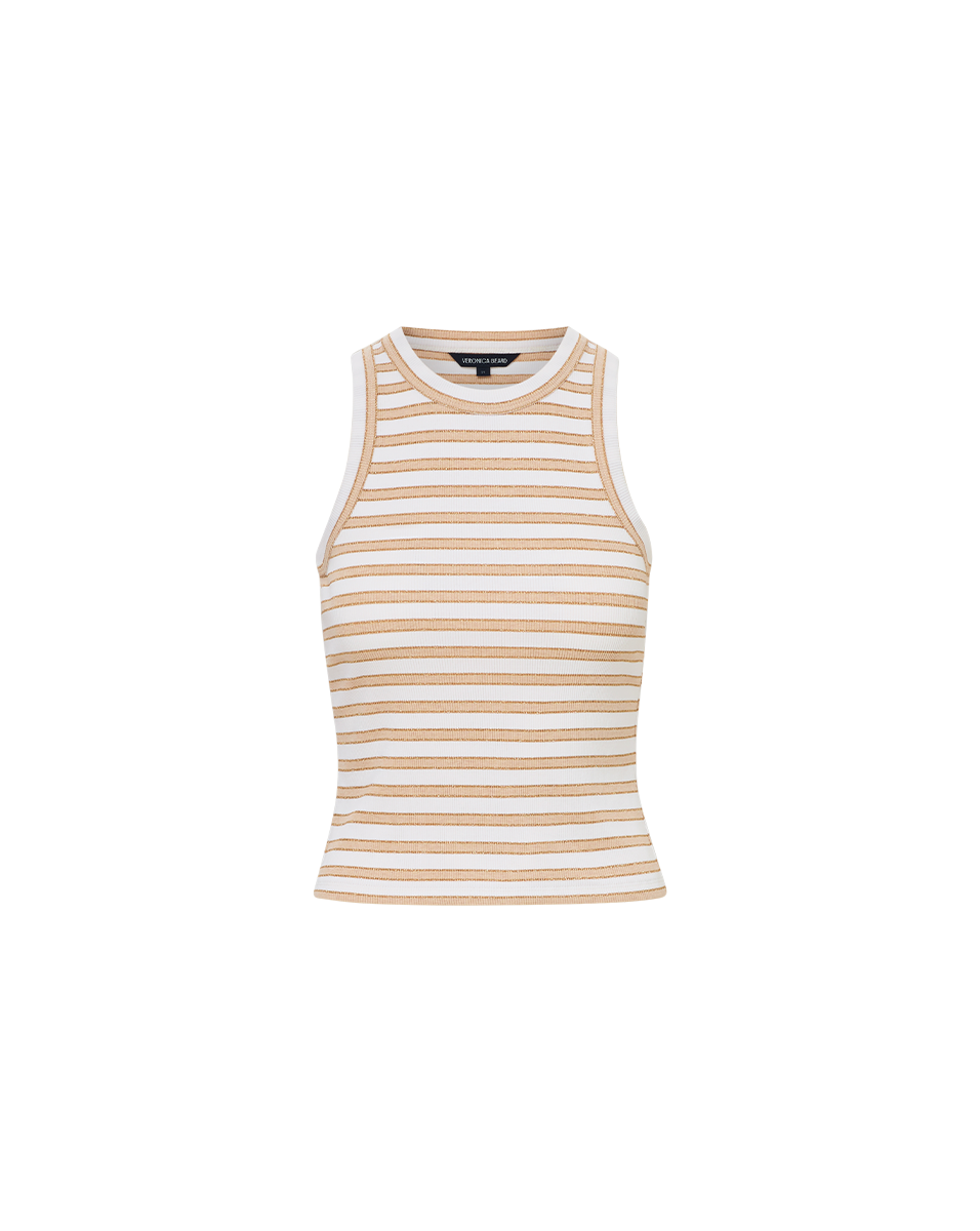 JORDYN CROPPED TANK TOP IN KHAKI/WHITE