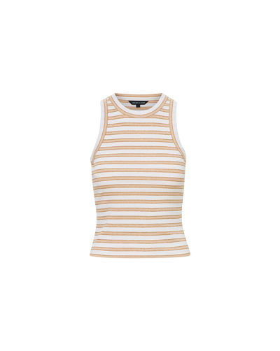 JORDYN CROPPED TANK TOP IN KHAKI/WHITE