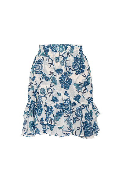 ANJA SKIRT IN INDIGO TEAL BLOOMS