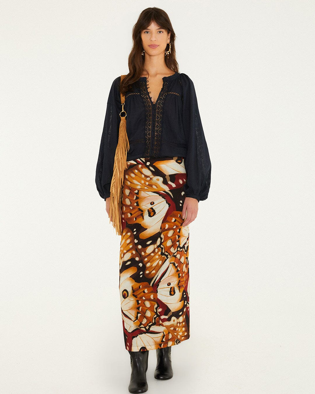 FARM Rio Borbofly Jersey Midi Skirt at Romi Boutique