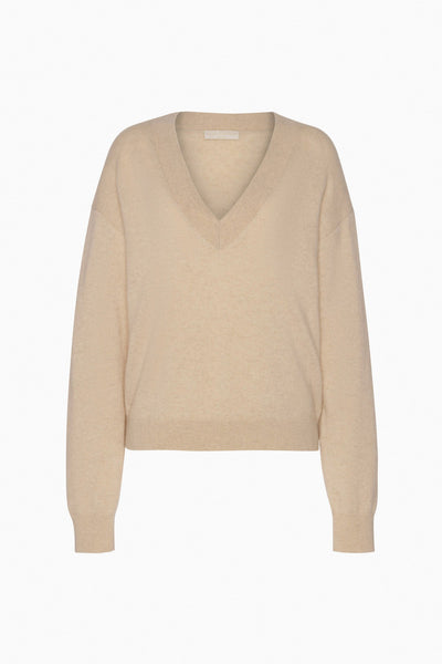 RYLA CASHMERE V-NECK PULLOVER IN MELANGE