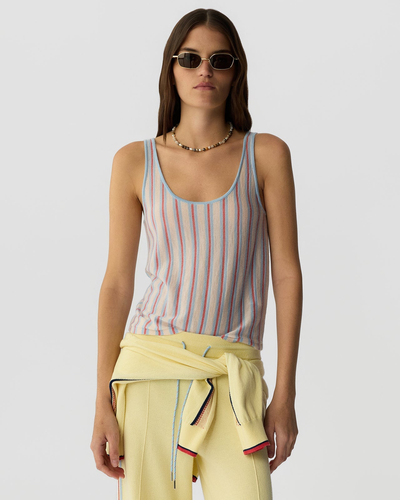 Guest In Residence FINE STRIPE TANK at Romi Boutique