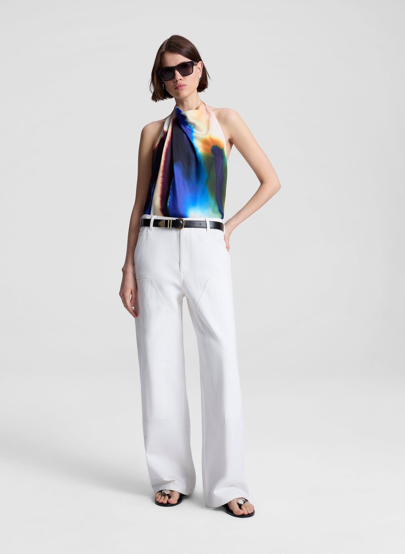 ADA PRINTED HALTER TOP IN LAPIS MULTI