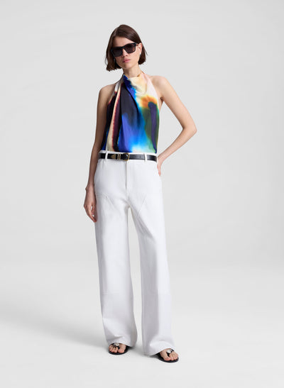 ADA PRINTED HALTER TOP IN LAPIS MULTI