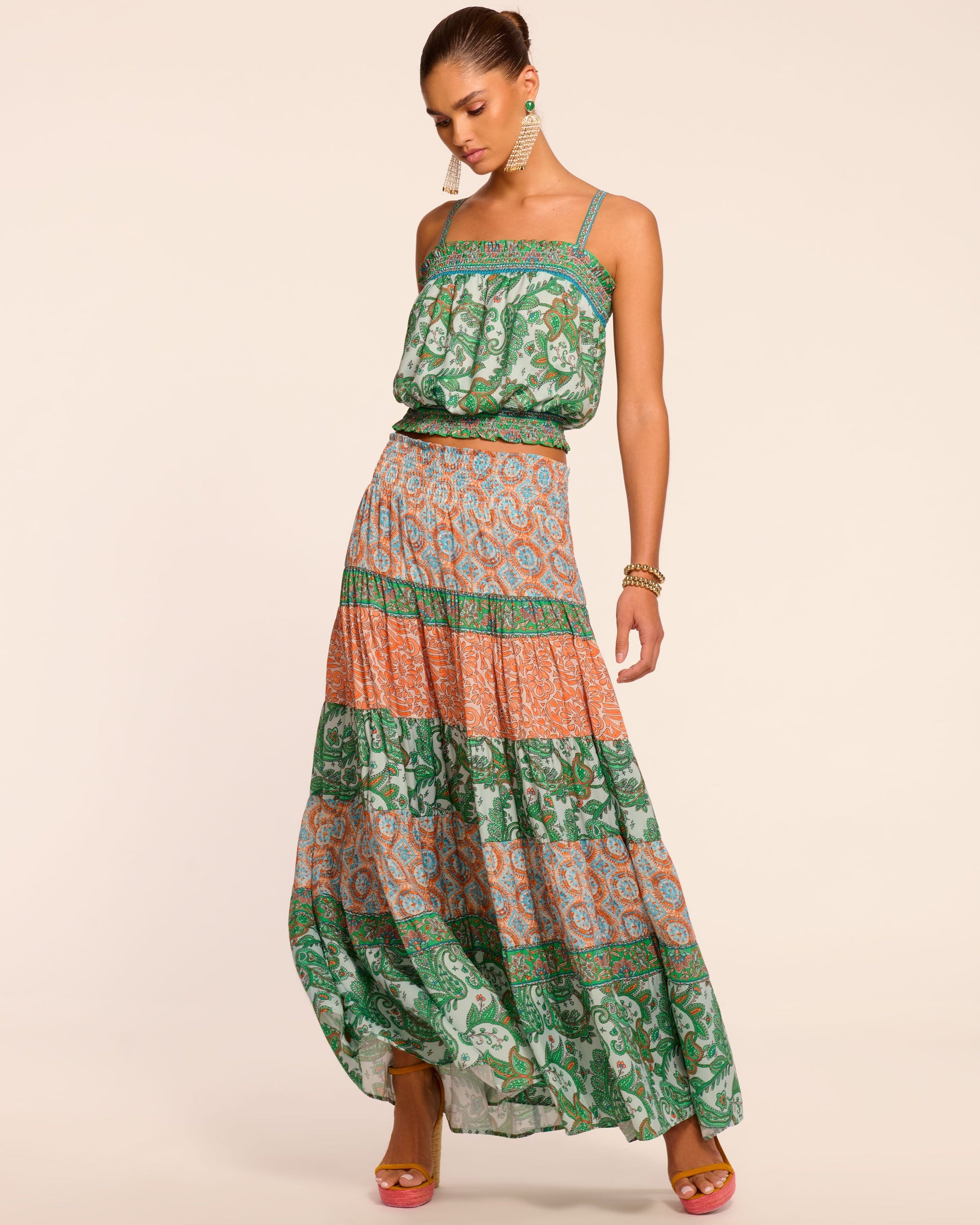 Ramy Brook MILEY SMOCKED SLEEVELESS CROP TOP at Romi Boutique