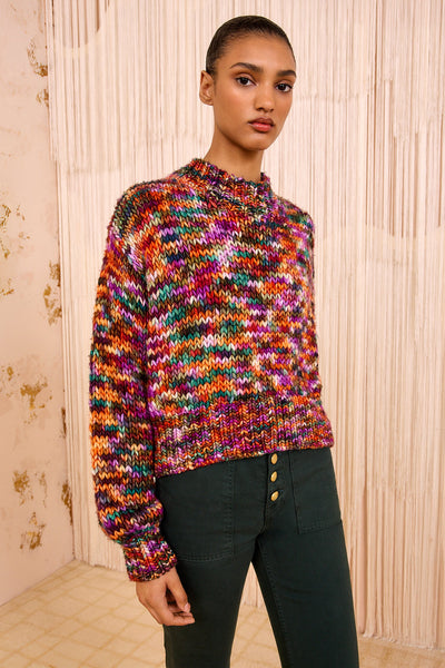 MAUDE MULTICOLOR KNIT PULLOVER IN QUARTZ