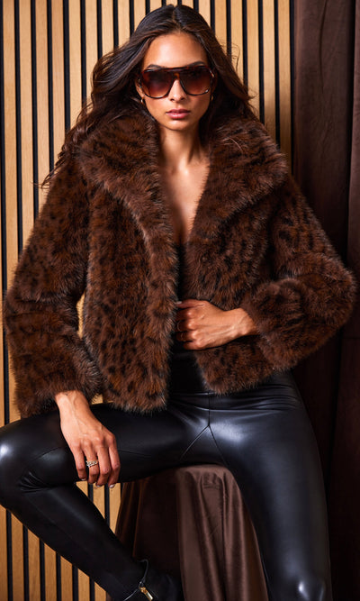 LEXY LEOPARD FAUX FUR JACKET IN  LEOPARD