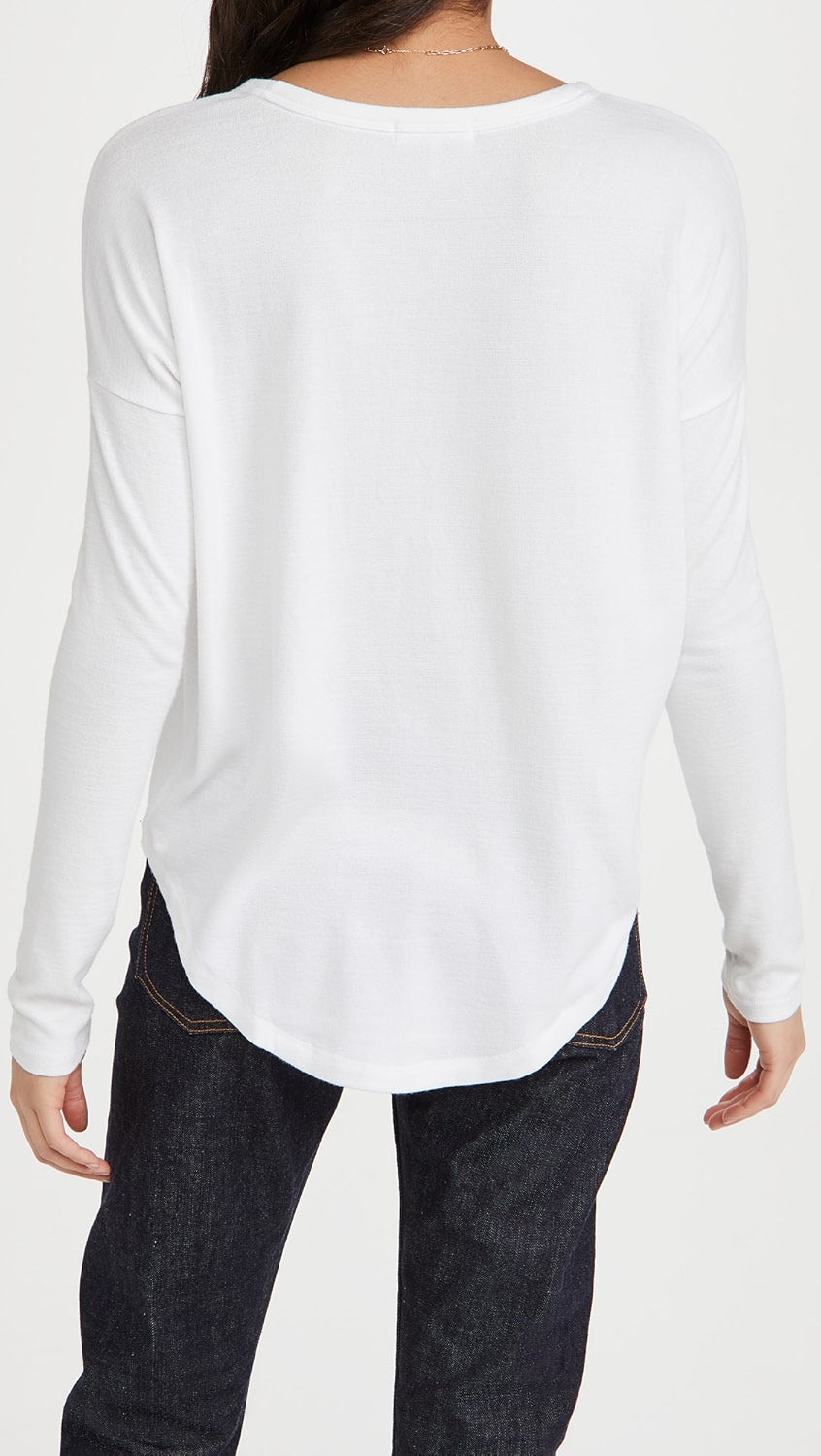 THE LONG SLEEVE KNIT TEE IN WHITE
