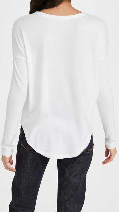 THE LONG SLEEVE KNIT TEE IN WHITE