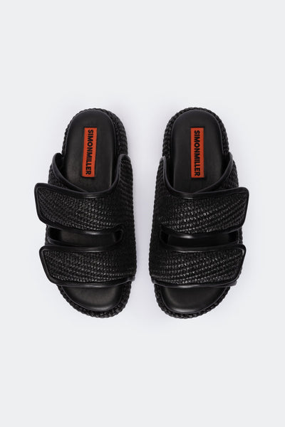 CRO SLIDE IN BLACK RAFFIA
