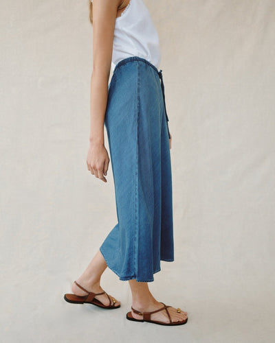 BIAS SKIRT W/ TIE IN MOONLIT WASH