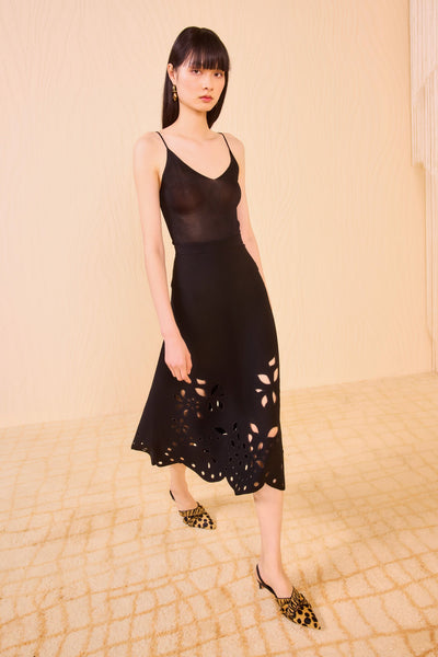 GRACE KNIT MIDI SKIRT IN NOIR