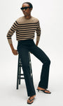 White & Warren CASHMERE STRIPED CREWNECK at Romi Boutique