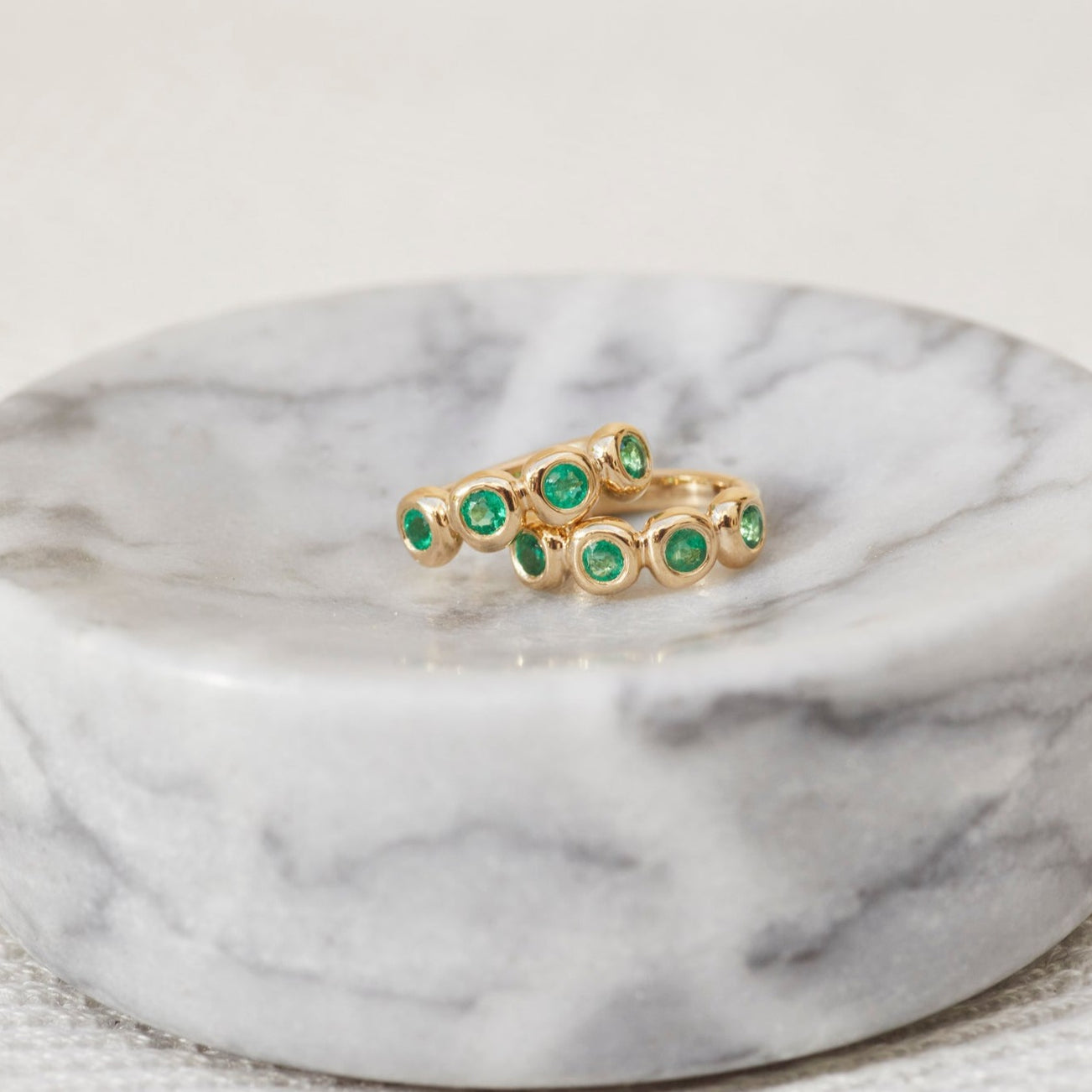 EF Collection Emerald Pillow Huggie Earring at Romi Boutique
