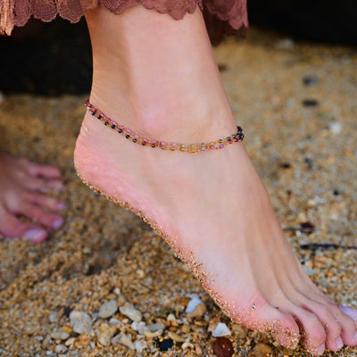DOUBLE ANKLET IN MULTI-TOURMALINE
