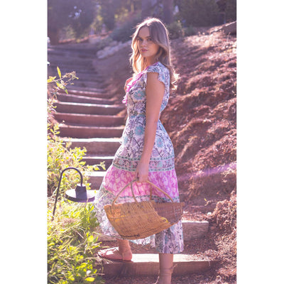 SYLVIE MIDI DRESS IN MIXED PRINTS - Romi Boutique