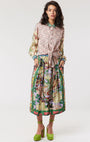 Me369 VANESSA PRINTED L'AMOUR MIDI SKIRT at Romi Boutique