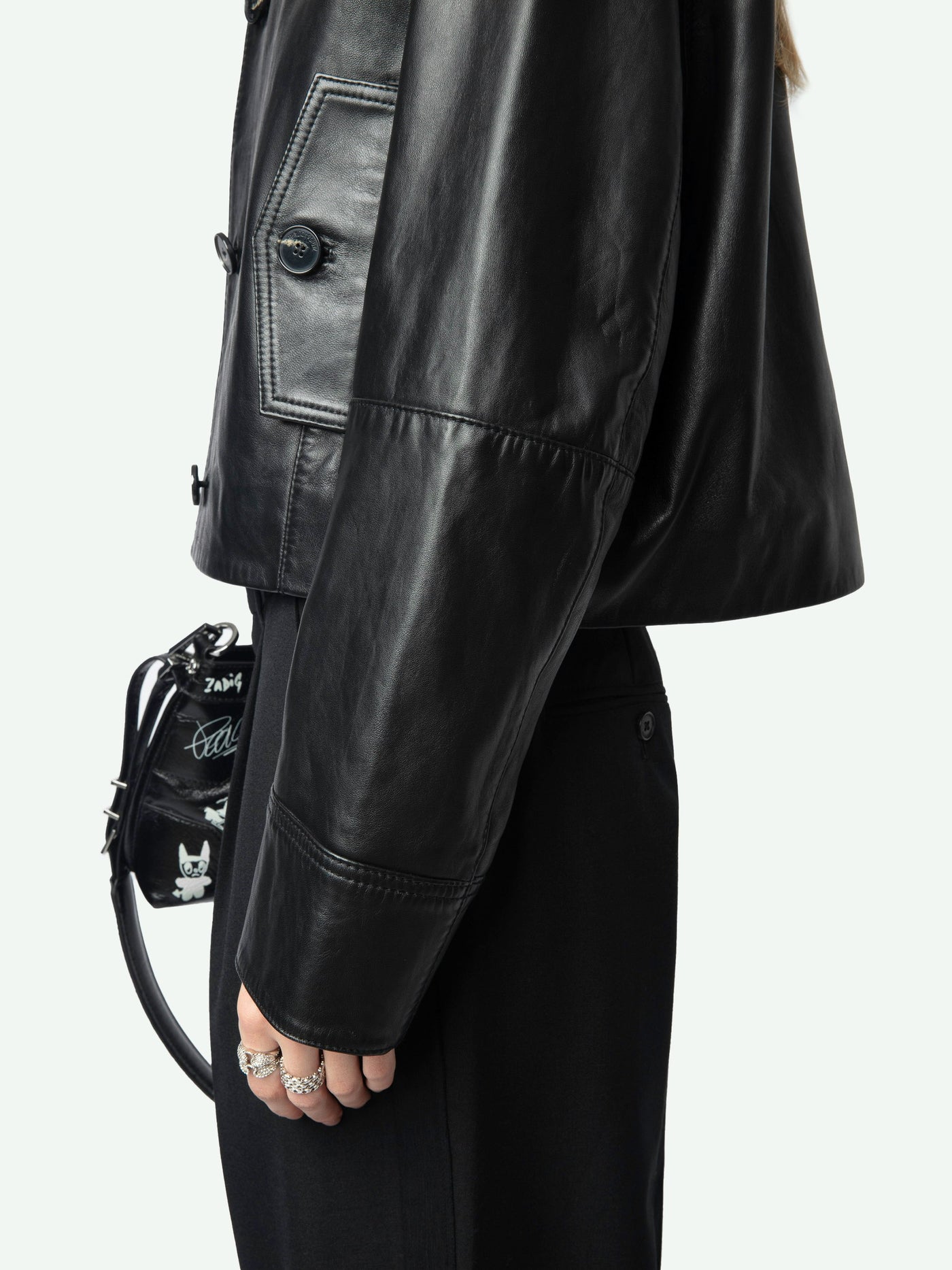 LISTON CROPPED BLACK LEATHER JACKET