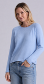 Minnie Rose Sheer Luxury Cashmere Raglan Crew with Rolled Trims at Romi Boutique