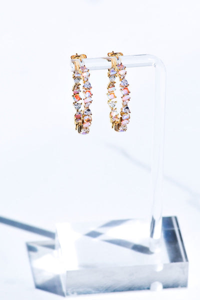 VIENNA MINI HOOPS IN PINK OPAL - Romi Boutique
