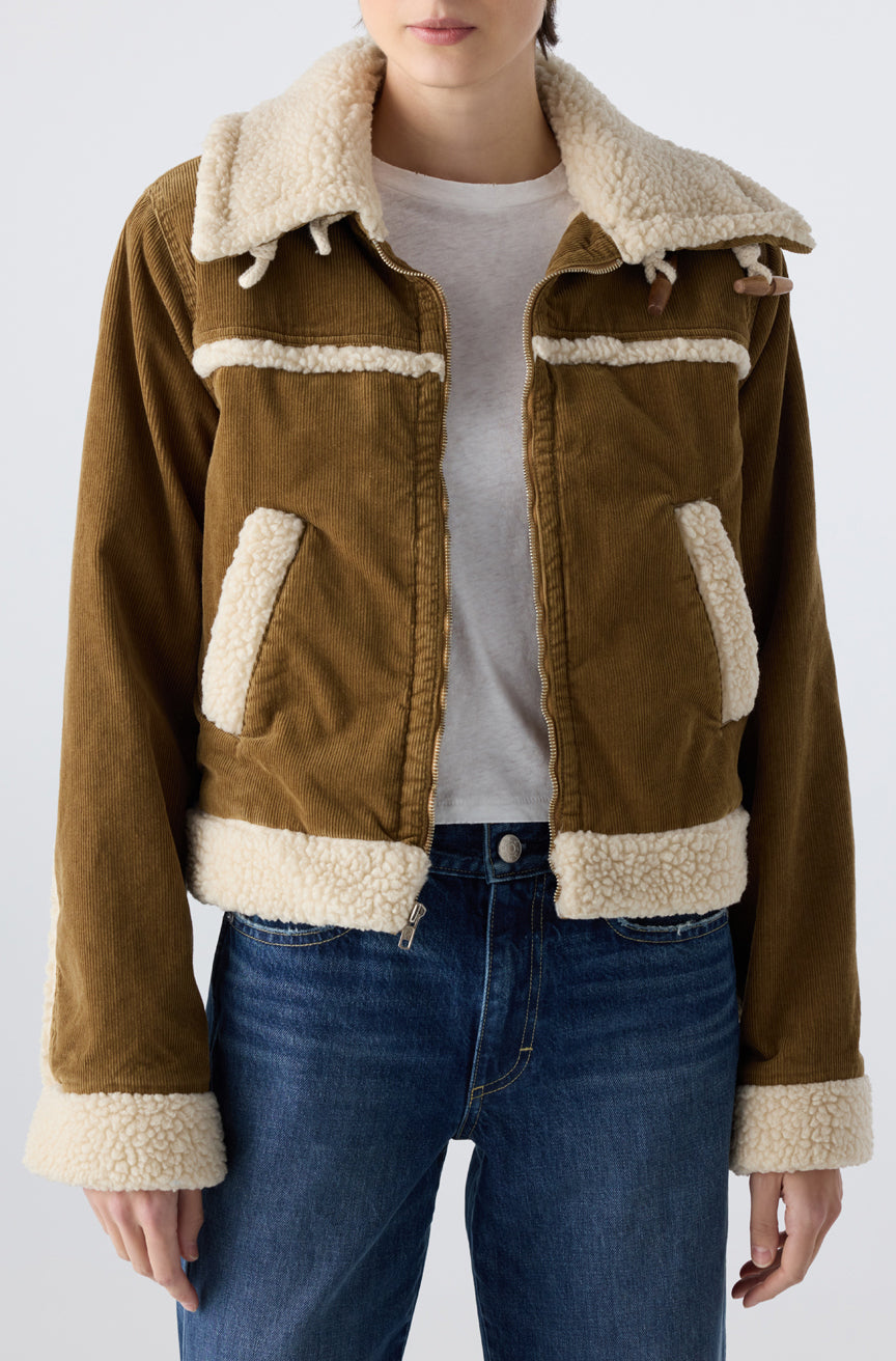 BETTY CORD SHEARLING JACKET IN CUMIN