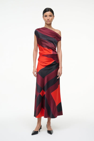 PHARE SILK DRESS IN RUBY PRISM